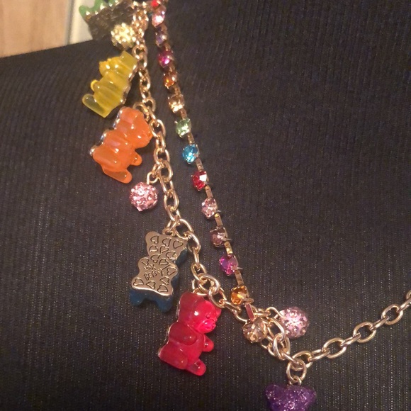 NWT Sparkling ✨ BETSEY JOHNSON Glittery Multicolored GUMMY BEAR Necklace - Picture 7 of 16